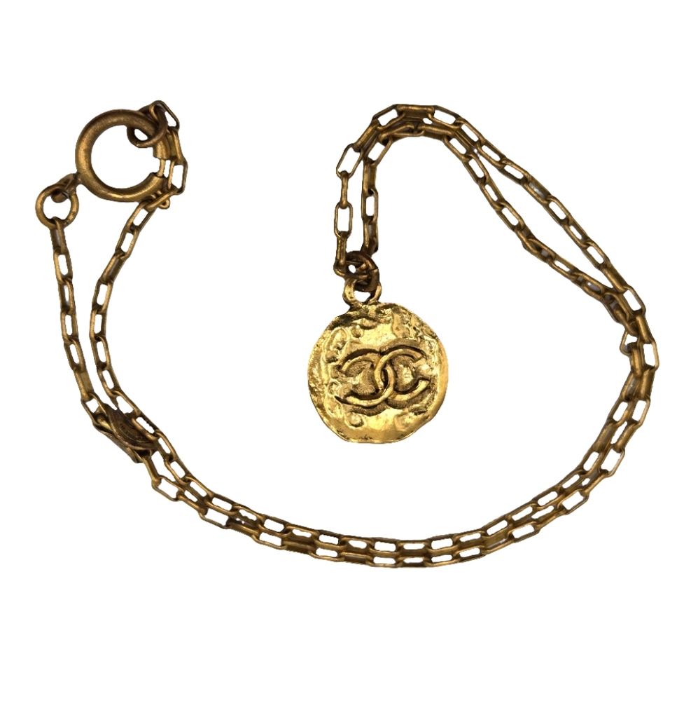 #30  CHANEL Coco Mark GP Round Gold Necklace - Picture 2 of 9